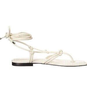 Marc Fisher Falina White Strappy Sandals Square Toe & Lace-Up Size 7.5M *FLAWS*